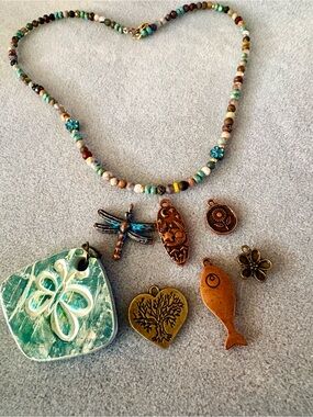 Handcrafted Multicolor gemstone Necklace with choice of pendants